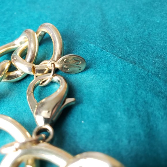 2/15$ Braided chain links and faux pearls necklace signed JS - Picture 3 of 5